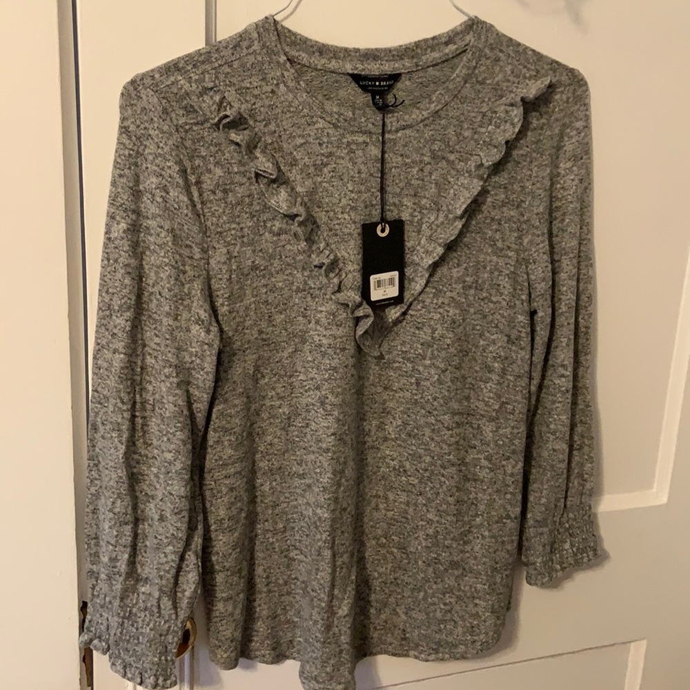 Brand new with tags lovely light lucky brand sweater with lots of sweet details